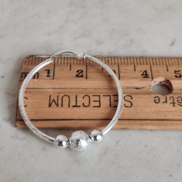 Sterling Silver Hoops Earrings with Orbits - Picture 13 of 16